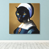 Toile Chat noir dans une oreille perle (Insitu (Plancher de Bois))