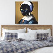 Toile Chat noir dans une oreille perle (Insitu(Chambre))