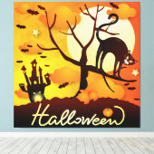 Toile Chat noir d'Halloween (Insitu (Plancher de Bois))