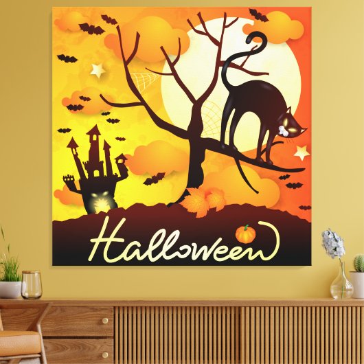 Toile Chat noir d'Halloween (Insitu(Salon))
