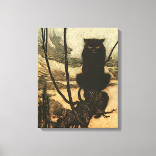 Toile Chat noir d'Halloween effrayant vintage Rackham