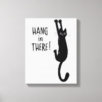 Chat Noir Drôle Accroché | Attendez là !