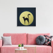 Toile Chat noir élégante silhouette et lune (Insitu(Salon))