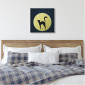Toile Chat noir élégante silhouette et lune (Insitu(Chambre))