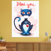 Toile Chat noir en amour (Insitu(Salon))