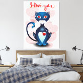 Toile Chat noir en amour (Insitu(Chambre))
