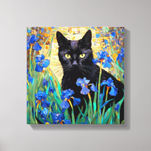 Toile "Chat Noir En Iris Violet