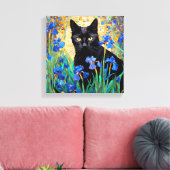 Toile "Chat Noir En Iris Violet (Insitu(Salon))