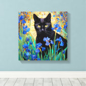 Toile "Chat Noir En Iris Violet (Insitu (Plancher de Bois))