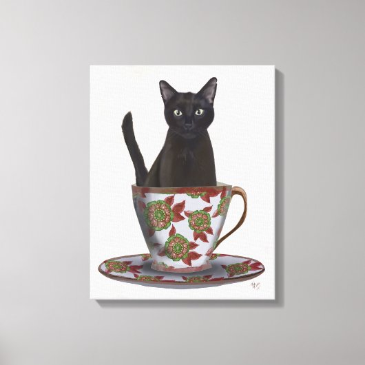 Toile Chat noir en Teacup (Recto)