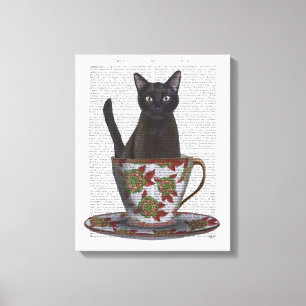 Toile Chat noir en Teacup