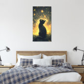 Toile Chat noir enchanté avec des lucioles (Insitu(Chambre))