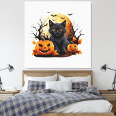 Toile Chat noir entouré de citrouilles (Insitu(Chambre))