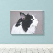 Toile Chat noir et blanc Maine Coon (Insitu (Plancher de Bois))