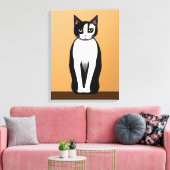Toile Chat noir et blanc moderne du milieu du siècle (Insitu(Salon))