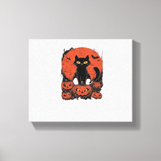 Toile Chat noir et Citrouille - Halloween T-shirt Art Cl (Recto)