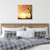 Toile Chat noir et silhouette d'arbre dans le Sun Set Ca (Insitu(Chambre))