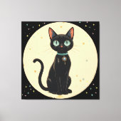 Toile Chat noir futuriste atomique Lune (Recto)