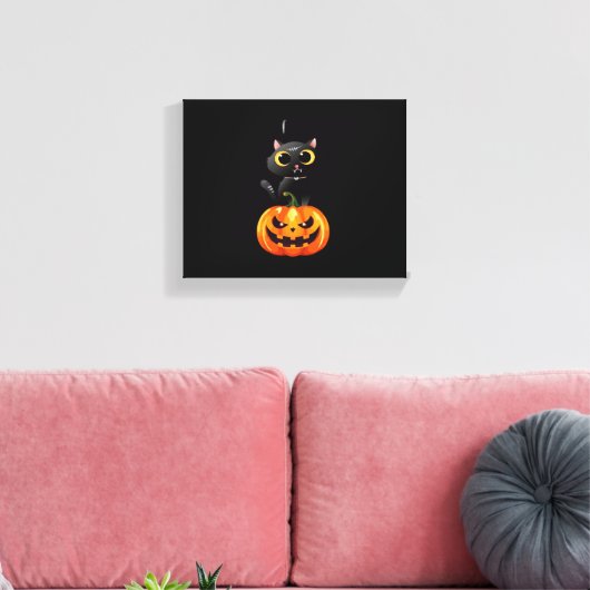Toile Chat noir Halloween Design - Art Citrouille Éffray (Insitu(Salon))