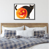 TOILE CHAT NOIR HALLOWEEN ET CITROUILLE (Insitu(Chambre))