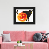 TOILE CHAT NOIR HALLOWEEN ET CITROUILLE (Insitu(Salon))