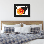 TOILE CHAT NOIR HALLOWEEN ET CITROUILLE (Insitu(Chambre))