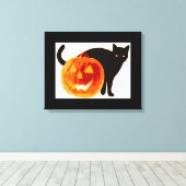 TOILE CHAT NOIR HALLOWEEN ET CITROUILLE (Insitu (Plancher de Bois))