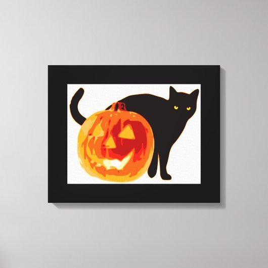 TOILE CHAT NOIR HALLOWEEN ET CITROUILLE (Recto)
