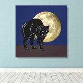 Toile Chat Noir Halloween Prowling Sur Une Nuit De Plein (Insitu (Plancher de Bois))