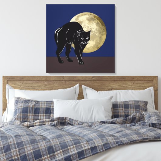 Toile Chat Noir Halloween Prowling Sur Une Nuit De Plein (Insitu(Chambre))