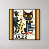 Toile Chat Noir HepCat d'Ère du Jazz Milieu du Siècle (Recto)