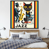 Toile Chat Noir HepCat d'Ère du Jazz Milieu du Siècle (Insitu(Chambre))