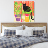 Toile Chat noir Houseplants (Insitu(Chambre))