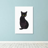 Toile Chat noir Illustration minimale (Insitu (Plancher de Bois))