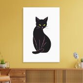 Toile Chat noir Illustration minimale (Insitu(Salon))