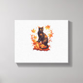 Toile Chat noir magique en Forêt d'automne - Fal céleste (Recto)