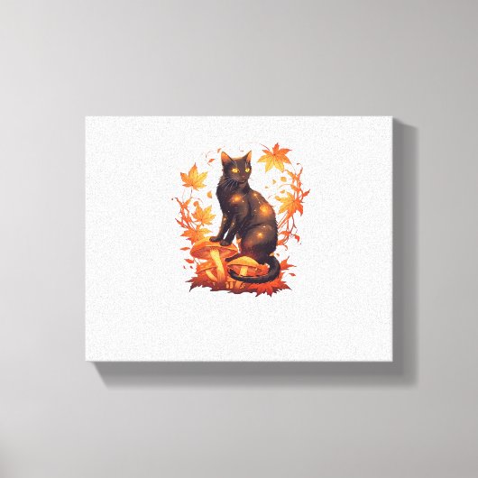 Toile Chat noir magique en Forêt d'automne - Fal céleste (Recto)