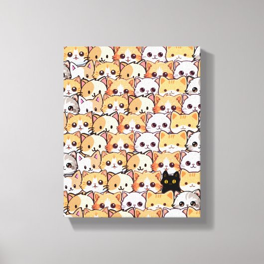 Toile Chat noir mignon en chats orange animal de compagn (Recto)