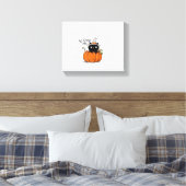 Toile Chat noir mignon en citrouille avec casquette sorc (Insitu(Chambre))