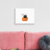 Toile Chat noir mignon en citrouille avec casquette sorc (Insitu(Salon))