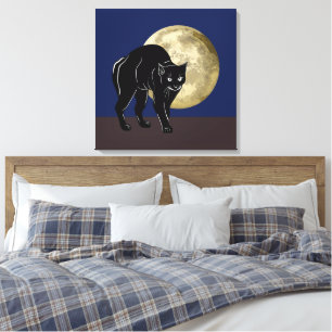 Toile Chat noir rôdant Halloween dans une nuit de pleine