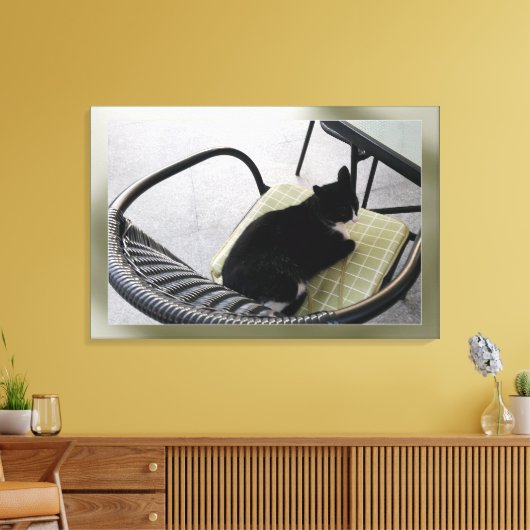 Toile Chat noir sur une terrasse (Insitu(Salon))