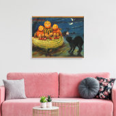 Toile Chat noir vintage Halloween Citrouille (Insitu(Salon))
