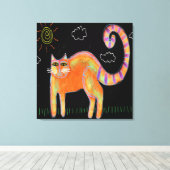 Toile Chat orange au soleil Peinture Abstraite (Insitu (Plancher de Bois))