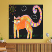 Toile Chat orange au soleil Peinture Abstraite (Insitu(Salon))