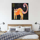Toile Chat orange au soleil Peinture Abstraite (Insitu(Chambre))