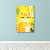 Toile Chat orange dans le jardin (Insitu (Plancher de Bois))