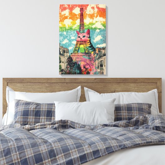Toile Chat Parisien - Tour Eiffel Imaginaire Art (Insitu(Chambre))