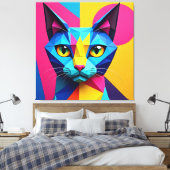 Toile Chat Pop Art Géométrique (Insitu(Chambre))