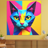 Toile Chat Pop Art Géométrique (Insitu(Salon))